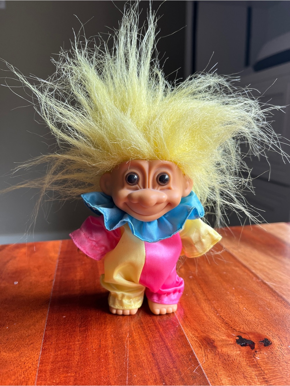Russ Berrie clown troll doll featuring bright yellow hair